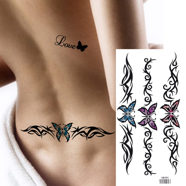 King Horse Cool butterfly strip totem tatoo Waterproof waist Arm Tattoo Sleeve Flash Temporary Tattoo Sticker