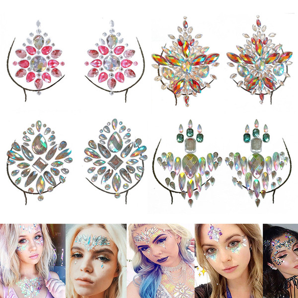 Acrylic Crystal Diamond Chest Decoration Tattoo Drill Paste Resin Face Stick Drill Music Festival Rhinestone Stickers