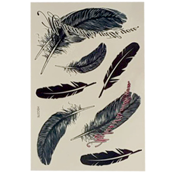 Wholesale- New Fashion Black Temporary Tattoo Quality Waterproof Tattoo Stickers Wholesale Diy Wholesale Feather Tattoo