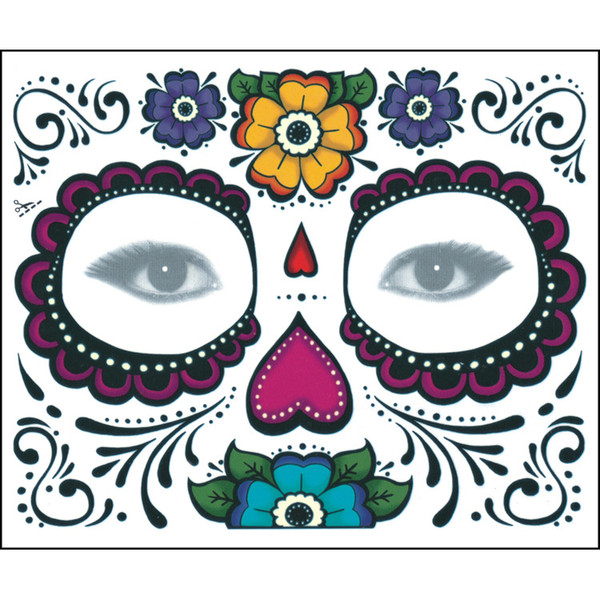 2018 Christmas party Facial day of the dead faced tattoo Halloween and masquerade ball must, pretty tattoo sticker waterproof faced tattoo