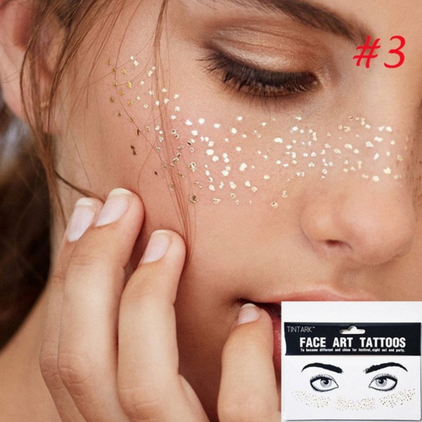 5pcs/lot Face Eye Tattoo Sticker Waterproof Shining decals Bride tribe Freckle Beauty Makeup Body Art Paint Decoration Temporary