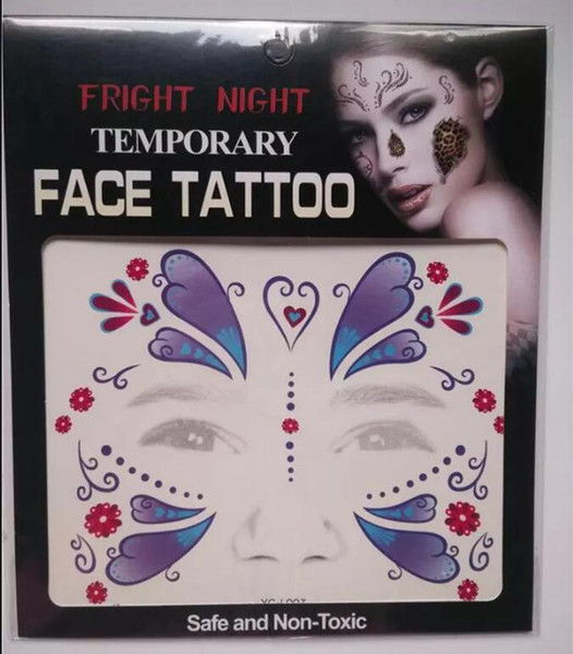 New Festival fright night temporary Face Tattoos Face Temporary Tattoos Hallowmas Tattoos 9 Style Colors Best Quality Gift DHL shipping