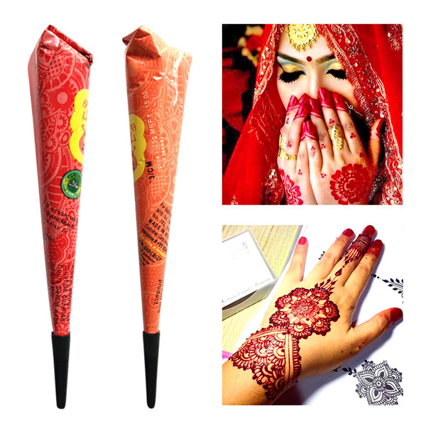 Drop Ship Indian Henna Paste Temporary Tattoo Waterproof Body Paint hena Art Cream Cone For Stencil Mehndi Body Art