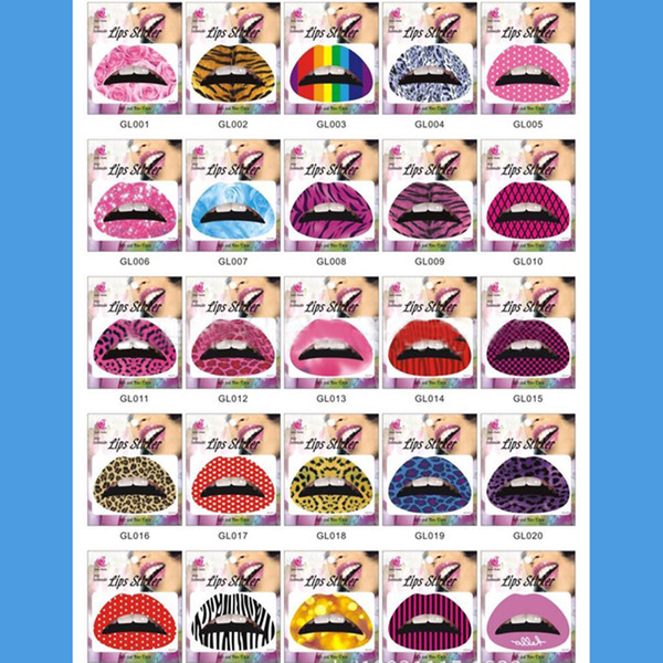 Personalized Temporary Lip Tattoo Sticker Lipstick Art Transfers Many Designs Color Random 2015 hot selling(240040)