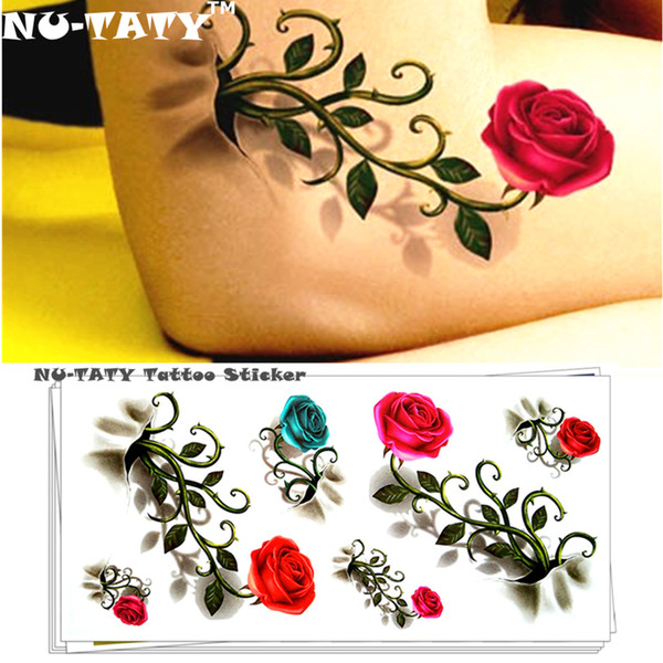 Vintage Rose 3d Temporary Tattoo Body Art Flash Tattoo Sticker 19*9cm Waterproof Styling Henna Tatoo Home Decor Sticker