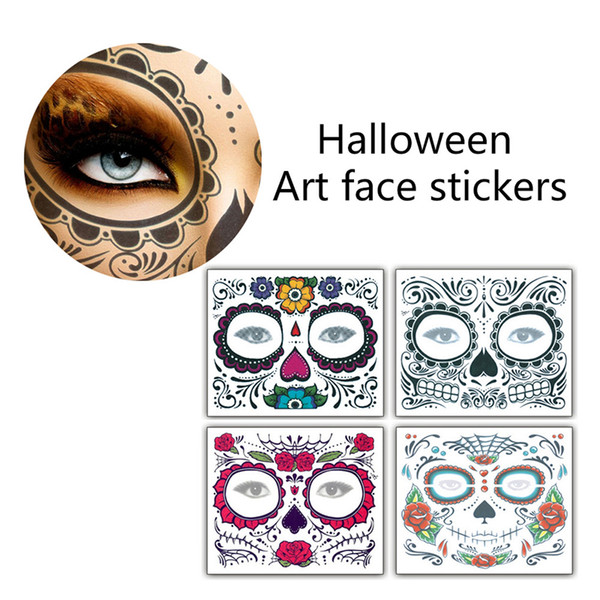 Christmas Party Facial Day of the Dead Faced Tattoo Halloween and Masquerade Ball Must Pretty Tattoo Sticker Waterproof Faced Tattoo 3006089