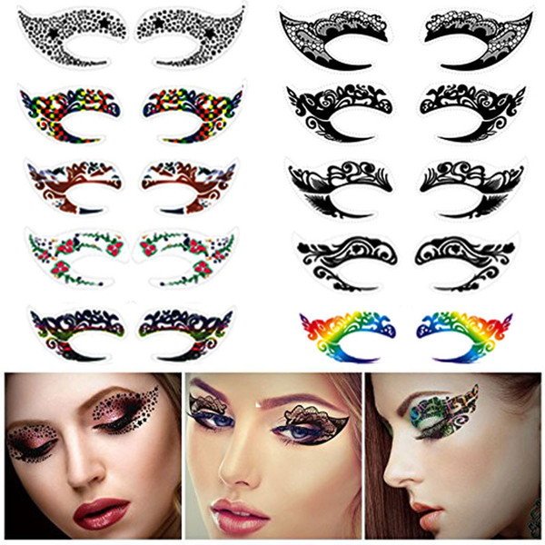 New Exclusive Party Makeup Eye Face Tattoo Waterproof Disposable Eyeshadow Sticker Rock Style Party Makeup Girls