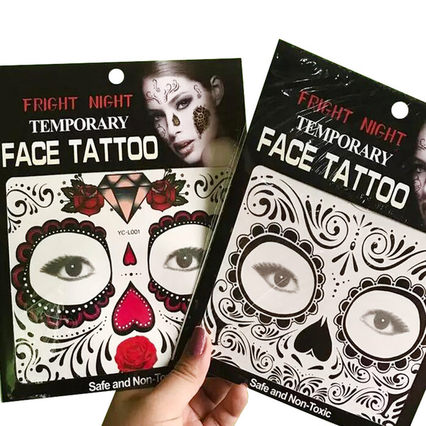 New released Face Eye Terror Temporary Tattoo Sticker Waterproof Self Adhesive Paster Halloween Costume Cosplay Party Makeup Body Art DHL