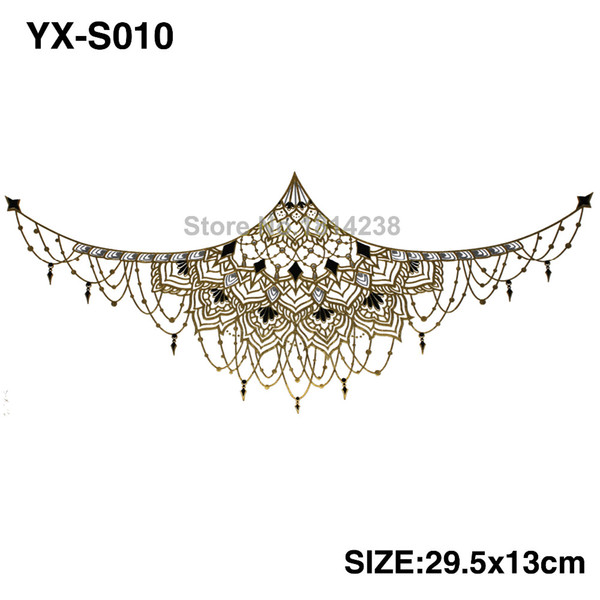 Wholesale- YX-S010 temporary tattoo body art sticker Bracelet tattoo metallic tattoo golden flash tattoos large fake gold Silver tatto