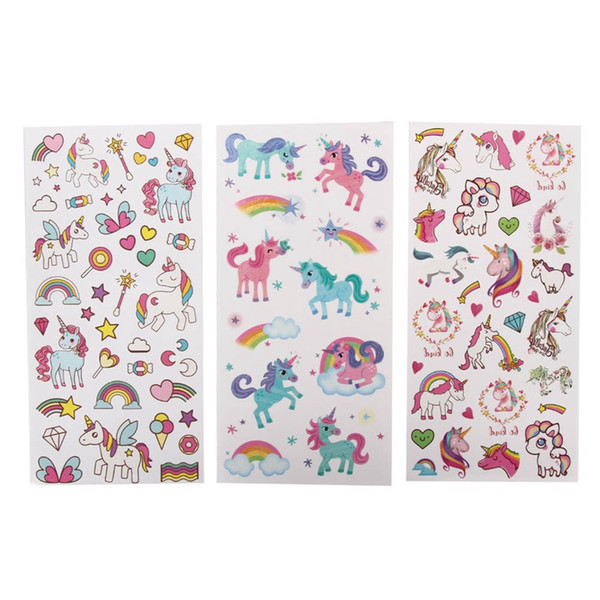 1 Pcs Waterproof Temporary Fake Tattoo Stickers Pink Unicorn Horse Cartoon Design Kids Child Body Art Make Up Tools