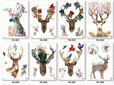 Watercolor dear Temporary Tattoo Sticker for Waterproof Fake Body Art Adult Fashion Hand Tatoo Sticker 19X12cm A-020