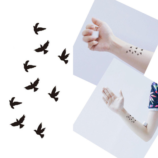 Bittb 5PCS Tattoo Black Bird Designs Waterproof Temporary Tattoo Sticker Body Art Finger Arm Decoration Fake Paste Makeup