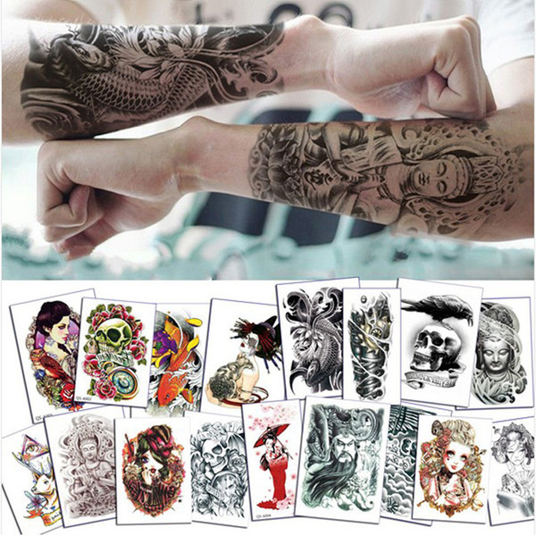 2019 hot sale flower arm tattoo stickers waterproof skull squid Guan Gong beauty flower arm figure creative tattoo stickers