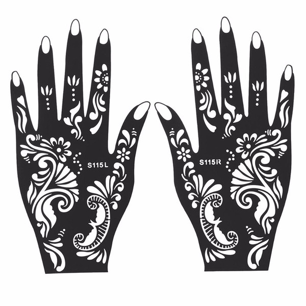 Wholesale- New 1Pcs Henna Stencil Mehndi Arabic/Indian Style Temporary Hand Tattoo Body Art Sticker Waterproof Beauty Tools 8 Styles