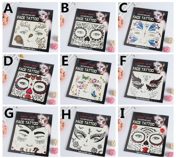 Hot sale fright night temporary face tattoo Body art chain transfer tattoos temporary stickers in stock 9 styles