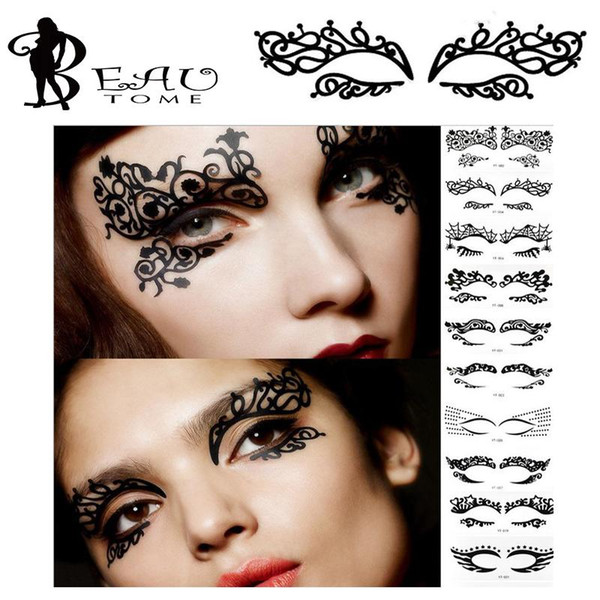 Beautome 1PC Fashion Lace Hollow Eye Shadow Face Stick Eyeliner Stickers Temporary Tatoos Makeup Art Pat Costume Party Nightclub