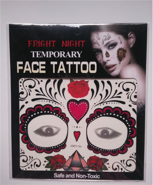 Fright Night Temporary Face Tattoo Body Art Chain Transfer Tattoos Temporary Stickers in stock 9 Styles