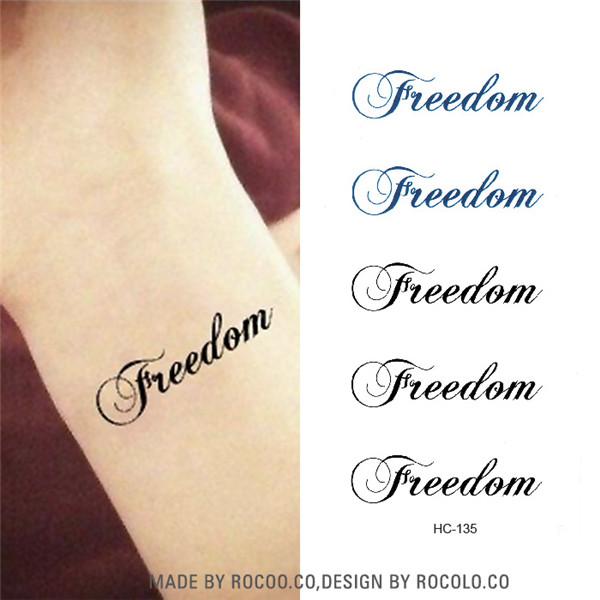 Wholesale-HC1135 Waterproof Temporary Tattoo Stickers Letter Freedom Pattern Design Water Transfer Flash Tattoo Body Art Sexy Fake Tattoo