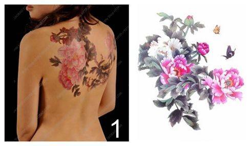 Wholesale-Big size Peony Flowers Phoenix Butterfly Back Waterproof Large Temporary Tattoo Sticker For Body Art 10 Kinds Of Styles