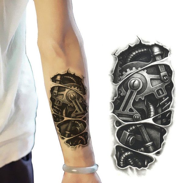 LEARNEVER Temporary 3D Large Waterproof Tattoos Stickers Mechanical Arm Fake Transport