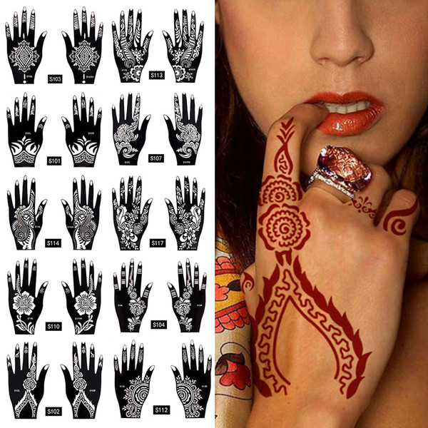 Waterproof 2Pcs/1 Set Temporary Tattoo Sticker Body Art Men Women Indian Henna pattern Beauty Waterproof Fake Arm Hand Tattoo