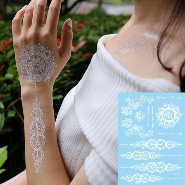 8pcs/lot Henna style bohenmian bride tattoo wedding party temporary tattoo sticker white lace design body art in hot sale,free shipping ..