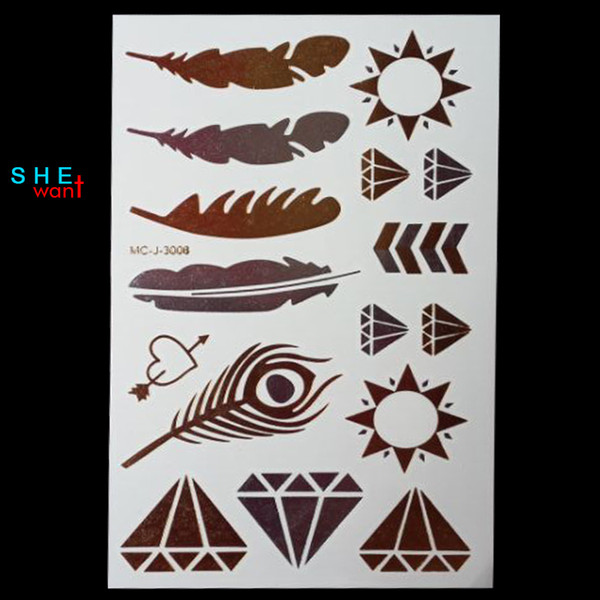 Wholesale- Waterproof Temporary Metallic Gold Tattoo Body Art Flash Fake Tatoos Sticker Flash taty