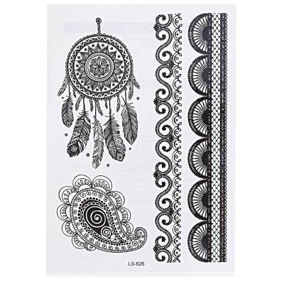 Black Tattoo Sticker Temporary Flower Lace Metal Pattern Inspired Stickers^_^Body Art Makeup^_^Only needs 1 minute to help you distinctive