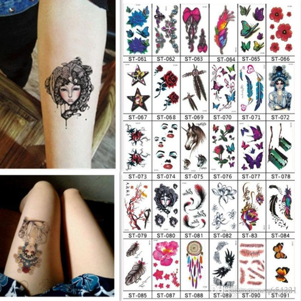 10 PCS Temporary Tattoo Sticker Men Women Lovely Butterfly Bird Flower Letters Body Art Waterproof Fake Tattoos