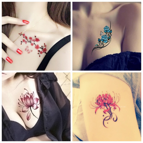 Customs Waterproof Drawing Body Temporary Tattoo Sticker for Women Men DIY Body Fake Makeup Water Transfer Paper in Stock