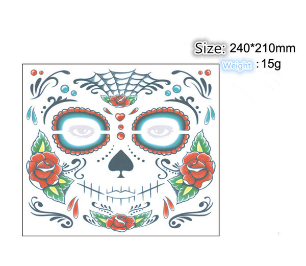 2018 new waterproof Halloween tattoo Facial waterproof faced tattoo Halloween and masquerade ball must size 240mm*210mm good item