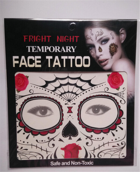 Fashion Design Fright Night Temporary Face Tattoo Body Art Chain Transfer Tattoos Temporary Stickers in stock 9 Styles