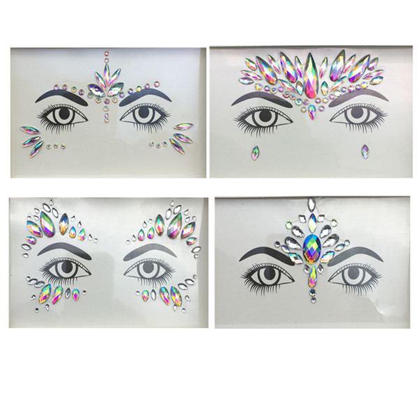 Temporary Tattoos Face And Eye Jewels Stickers 3D Sexy Crystal Jewel Eyes Festival Party Makeup Tools DIY Diamond Glitter 1PC