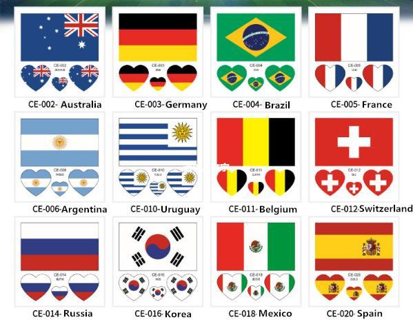 New eco-friendly waterproof flag tattoo stickers for 2019 football World Cup face stickers fan tattoos multi-style tattoo stickers