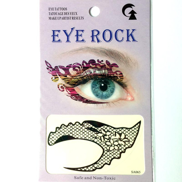 12pieces black temporary eye tattoo sticker free shipping mix 4 design eye rock left and right eye shadow