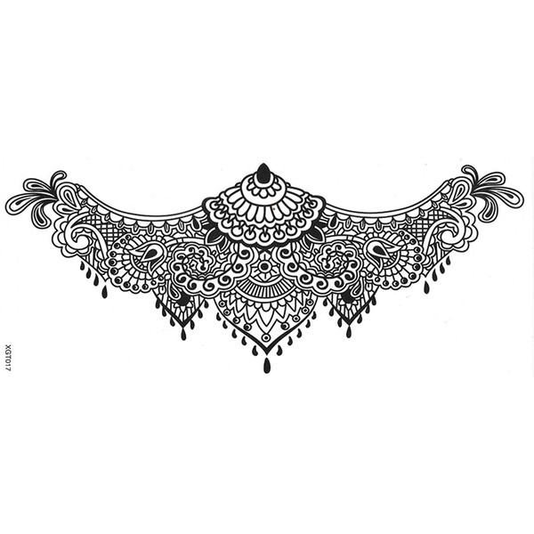 Free shipping 12pcs mix design ladys black color sternum tattoo sticker new fashion waterproof chest tattoo