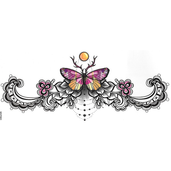 12pieces mix design New fashion womens body art waterproof temporary sternum tattoo sticker chest tattoo