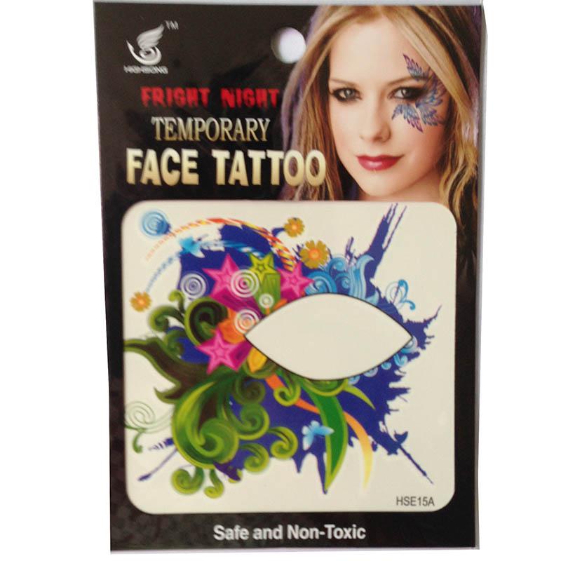 Free shipping 12pieces 8x8cm nightclub ladys party HSE15 Waterproof Temporary left and Right side eye tattoo Stickers waterprint face tattoo