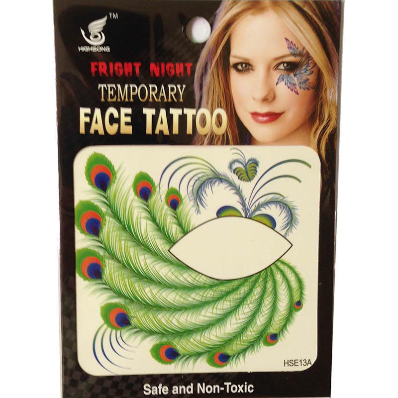 12pieces HSE13 8x8cm new fashion Waterproof left and Right side peacock eye Temporary tattoo waterprint face tattoo sticker