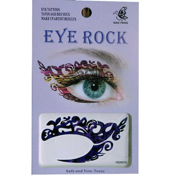 free shipping 12pieces eye shadow tattoo sticker eye rock 4 design mix waterproof eye tattoo Transfer Temporary tatoo