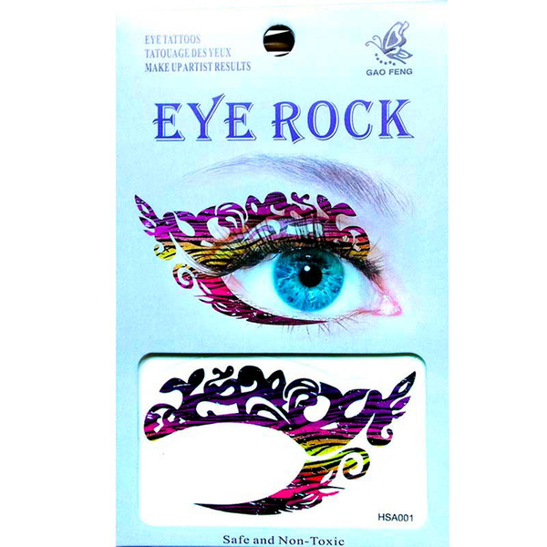 Free shipping 12pieces HSA four design mix Waterproof left Right in 1bags temporary tattoo face eye tattoo sticker eye rock for party