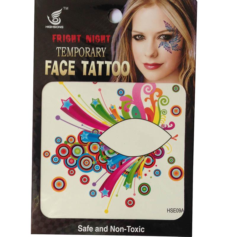 Factory Direct Selling free shipping 12pieces 8x8cm HSE09 Temporary left 6pcs and Right 6pcs eye tattoo Stickers face tattoo for night party