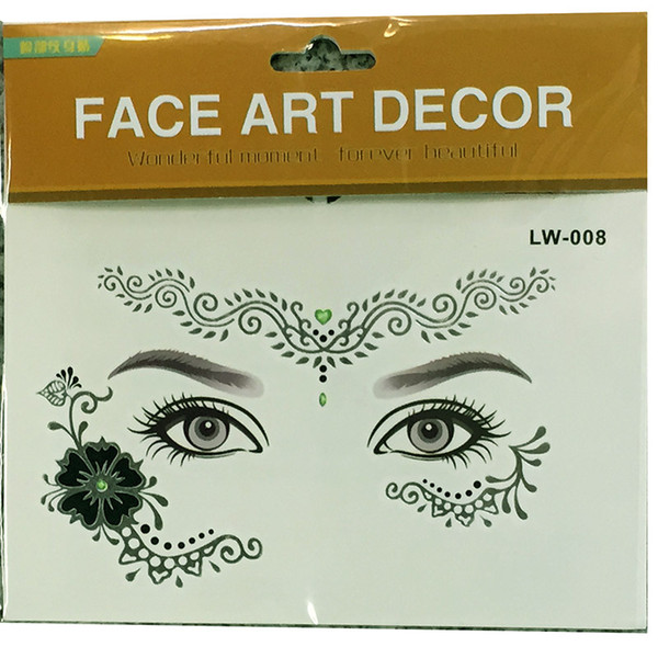 Free shipping 10pieces 2019 New Fashion mix design beautiful costume fright night party women kids make up face tattoo sticker drop shipping