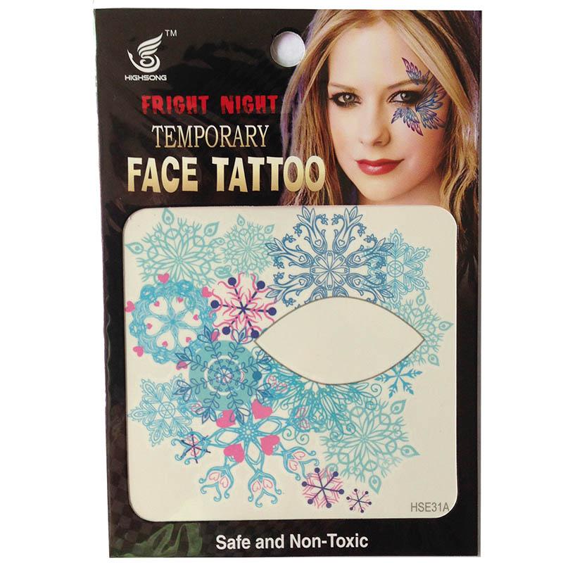 Free shipping 12pieces light blue snowflake face tattoo sticker mix left right eye Temporary Tattoo Sticker for girls