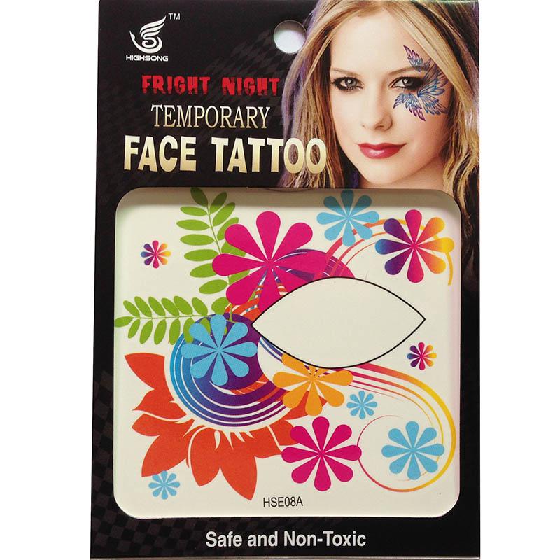 Factory Direct Selling free shipping 12pieces 8x8cm HSE08 Temporary left 6pcs and Right 6pcs eye tattoo Stickers face tattoo for night party