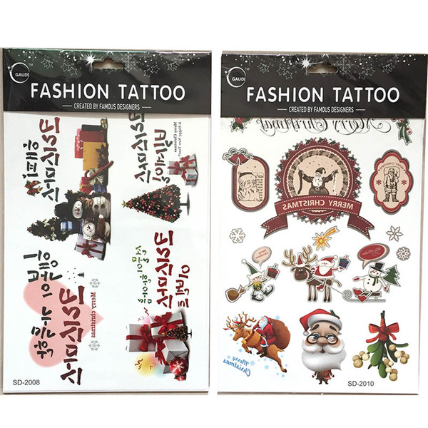 21X15CM Free shipping 10pieces Happy Merry Christmas tattoo sticker makeup waterproof temporary tattoo sticker kids body and face tattoos