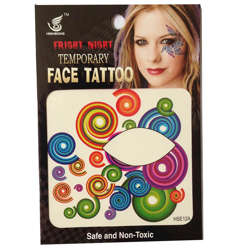 Free shipping 12pieces 8x8cm younger ladys party HSE12 Waterproof Temporary left and Right side eye tattoo Sticker waterprint face tattoo