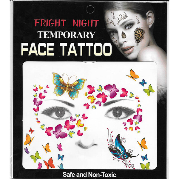 Free shipping 12pieces 2016 New Fashion mix design beautiful costume fright night party women kids make up face tattoo sticker