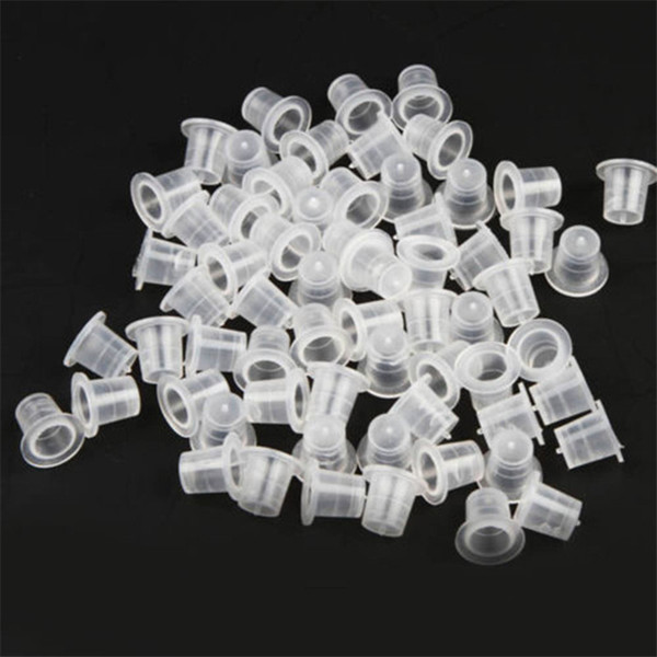 Small Size 100 pcs/set Plastic Tattoo Ink Cups Caps Pots Pigment Supplies Art Body Tattoo Tools