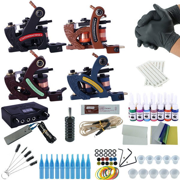 Body Art Kits Professional Complete Kit Machine 4pcs Liner Shader Tattoo Gun Immortal Tattoo Ink Set Power Box